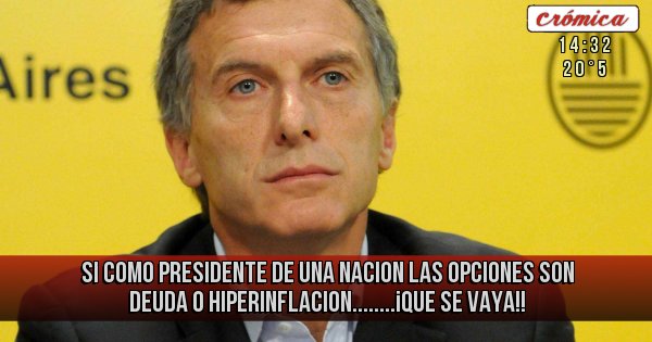 Placas Rojas - SI COMO PRESIDENTE DE UNA NACION LAS OPCIONES SON DEUDA O HIPERINFLACION........¡QUE SE VAYA!!