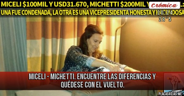 Placas Rojas - Miceli - Michetti. Encuentre las diferencias y quédese con el vuelto.