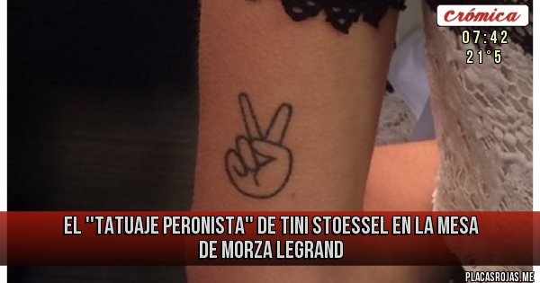 Placas Rojas - El ''tatuaje peronista'' de Tini Stoessel en la mesa de Morza Legrand