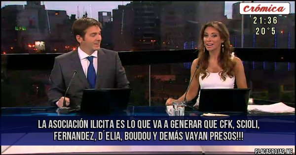 Placas Rojas - La ASOCIACIÓN ILICITA es lo que va a generar que CFK, SCIOLI, FERNANDEZ, D´ELIA, BOUDOU y demás vayan PRESOS!!! Placas Rojas - La ASOCIACIÓN ILICITA es lo que va a generar que CFK, SCIOLI, FERNANDEZ, D´ELIA, BOUDOU y demás vayan PRESOS!!!
