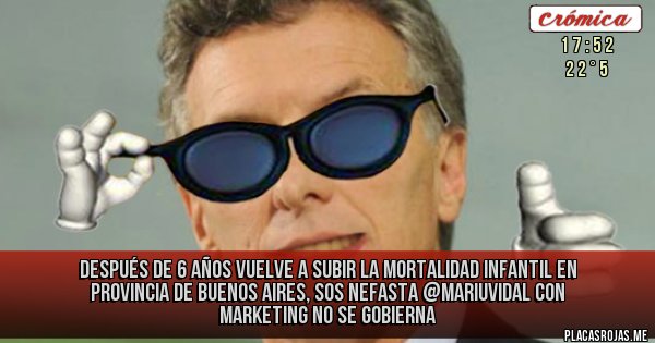 Placas Rojas - Después de 6 años vuelve a subir la mortalidad infantil en provincia de Buenos Aires, sos nefasta @mariuvidal con marketing no se gobierna