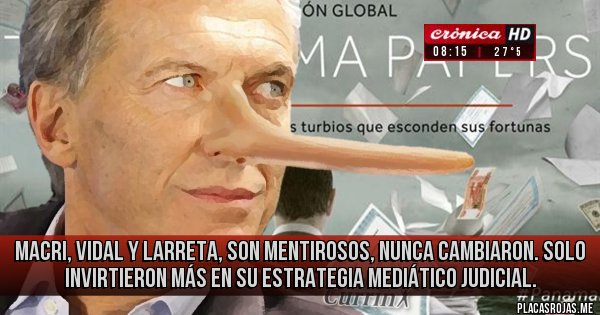 Placas Rojas - Macri, Vidal y Larreta, son mentirosos, nunca cambiaron. Solo invirtieron más en su estrategia mediático judicial. 