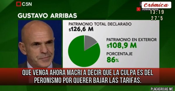 Placas Rojas - Que venga ahora Macri a decir que la culpa es del peronismo por querer bajar las tarifas.