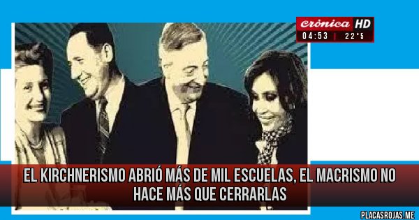 Placas Rojas - el kirchnerismo abrió más de mil escuelas, el macrismo no hace más que cerrarlas