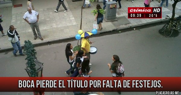 Placas Rojas - Boca pierde el Título
por falta de festejos.