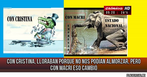 Placas Rojas - con cristina, lloraban porque no nos podían almorzar, pero con macri eso cambió Placas Rojas - con cristina, lloraban porque no nos podían almorzar, pero con macri eso cambió