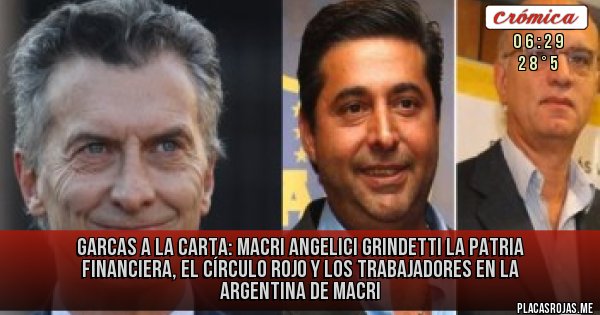 Placas Rojas - GARCAS A LA CARTA: MACRI ANGELICI GRINDETTI
La Patria Financiera, el círculo rojo y los trabajadores en la Argentina de Macri