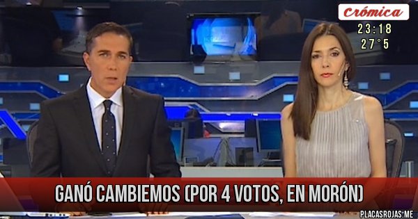 Placas Rojas - GANÓ CAMBIEMOS (por 4 votos, en Morón)