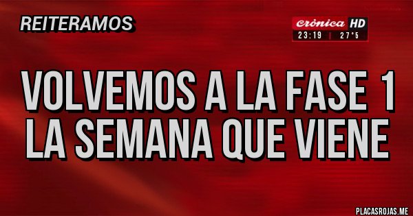 Placas Rojas - VOLVEMOS A LA FASE 1 LA SEMANA QUE VIENE