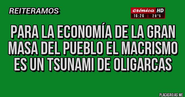 Placas Rojas - Para la economía de la gran masa del pueblo el macrismo  es un tsunami de oligarcas