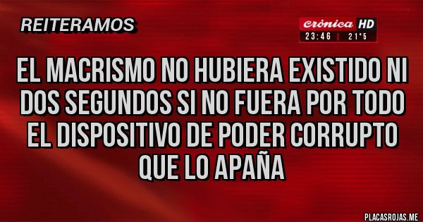 Placas Rojas - El Macrismo no hubiera existido ni dos segundos si no fuera por todo el dispositivo de poder corrupto que lo apaña