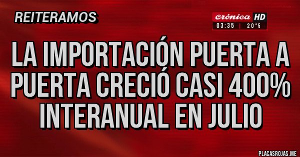 Placas Rojas - La importación puerta a puerta creció casi 400% interanual en julio