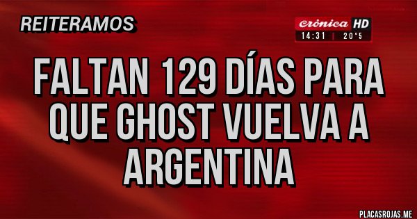 Placas Rojas - Faltan 129 días para que Ghost vuelva a Argentina