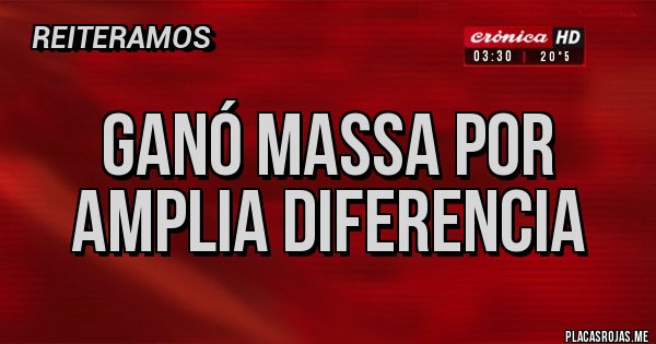 Placas Rojas - Ganó massa por amplia diferencia Placas Rojas - Ganó massa por amplia diferencia