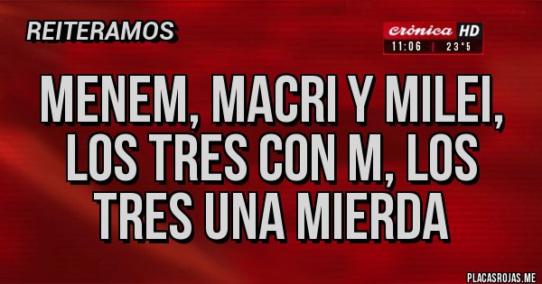 Placas Rojas - Menem, Macri y Milei, los tres con m, los tres una mierda 
