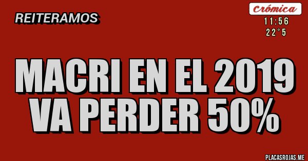 Placas Rojas - macri en el 2019 va perder 50%