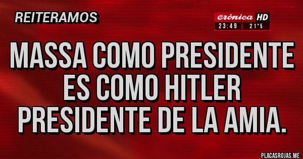 Placas Rojas - Massa como presidente es como Hitler presidente de la Amia.