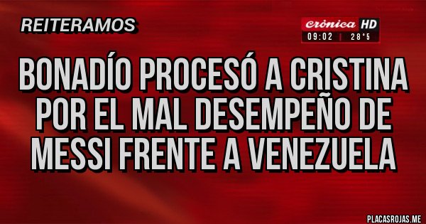 Placas Rojas - Bonadío procesó a Cristina por el mal desempeño de Messi frente a Venezuela