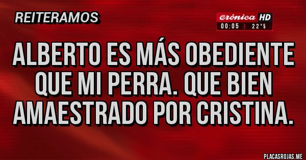 Placas Rojas - Alberto es más obediente que mi perra. Que bien amaestrado por Cristina.