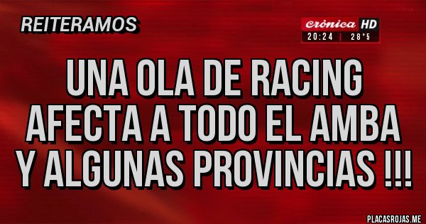 Placas Rojas - Una ola de Racing afecta a todo el Amba y algunas provincias !!!