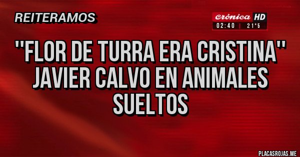 Placas Rojas - ''Flor de turra era Cristina'' 
Javier Calvo en animales sueltos