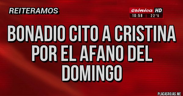 Placas Rojas - Bonadio cito a Cristina por el afano del domingo