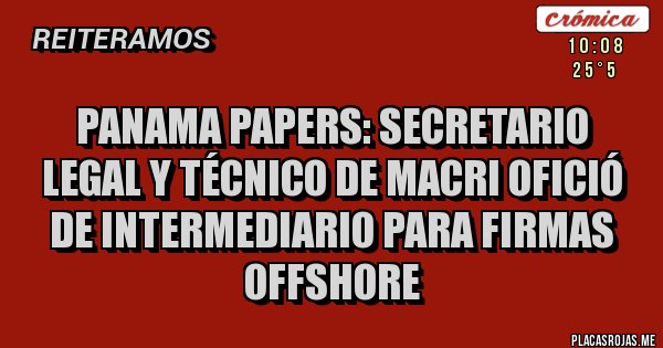 Placas Rojas - Panama Papers: Secretario legal y técnico de Macri ofició de intermediario para firmas offshore