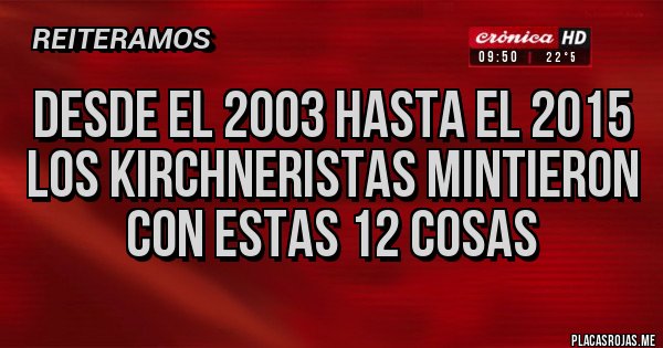 Placas Rojas - Desde el 2003 hasta el 2015 los kirchneristas mintieron con estas 12 cosas