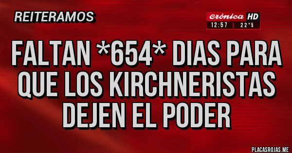 Placas Rojas - FALTAN *654* DIAS PARA QUE LOS KIRCHNERISTAS DEJEN EL PODER