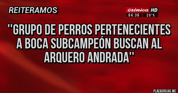 Placas Rojas - ''Grupo de perros pertenecientes a boca subcampeón buscan al arquero andrada'' Placas Rojas - ''Grupo de perros pertenecientes a boca subcampeón buscan al arquero andrada''