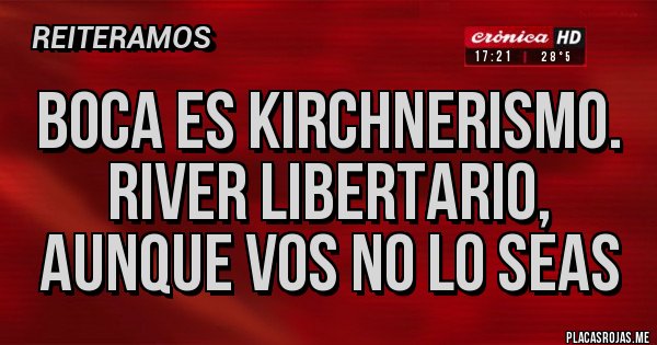 Placas Rojas - Boca es kirchnerismo. River libertario, aunque vos no lo seas