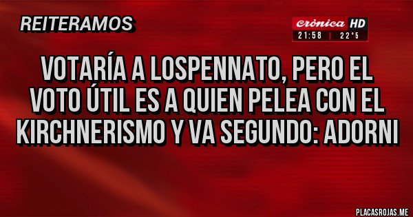 Placas Rojas - Votaría a lospennato, pero el voto útil es a quien pelea con el kirchnerismo y va segundo: adorni