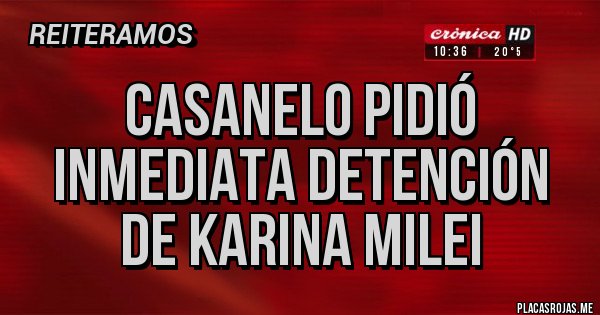 Placas Rojas - Casanelo pidió inmediata detención de Karina milei 