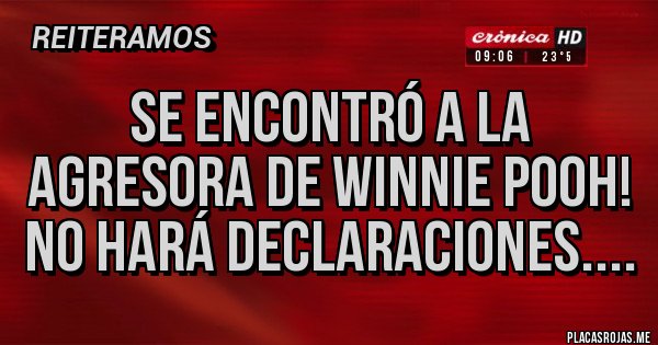 Placas Rojas - Se encontró a la agresora de Winnie Pooh! No hará declaraciones....