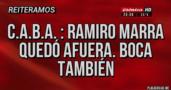 Placas Rojas - C.A.B.A. : RAMIRO MARRA QUEDÓ AFUERA. BOCA TAMBIÉN 