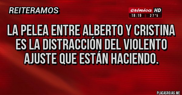 Placas Rojas - La pelea entre Alberto y Cristina es la distracción del violento ajuste que están haciendo. Placas Rojas - La pelea entre Alberto y Cristina es la distracción del violento ajuste que están haciendo.