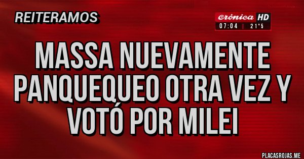 Placas Rojas - Massa nuevamente panquequeo otra vez y votó por MILEI 