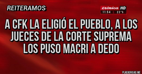 Placas Rojas - A Cfk la eligió el pueblo, a los jueces de la corte suprema los puso Macri a dedo