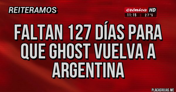 Placas Rojas - Faltan 127 días para que Ghost vuelva a Argentina