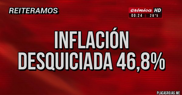 Placas Rojas - Inflación desquiciada 46,8%