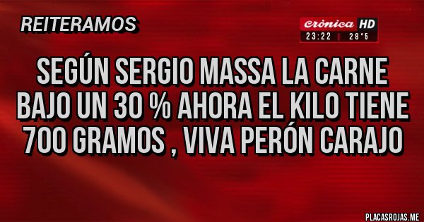 Placas Rojas - Según Sergio Massa la carne bajo un 30 % ahora el kilo tiene 700 gramos , Viva Perón Carajo