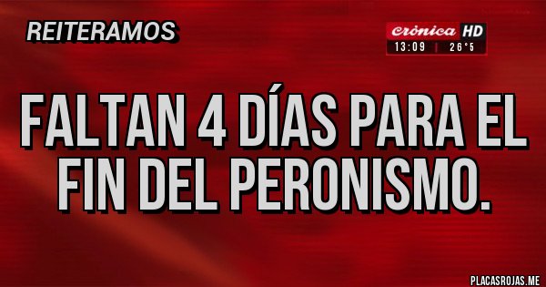 Placas Rojas - Faltan 4 días para el fin del Peronismo.
