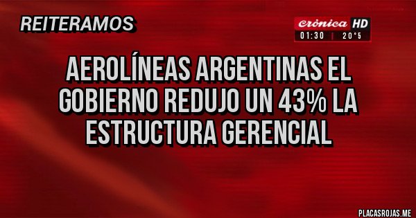 Placas Rojas - Aerolíneas Argentinas el Gobierno redujo un 43% la estructura gerencial

