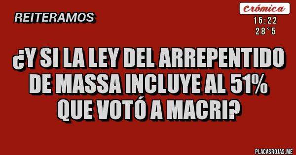 Placas Rojas - ¿Y si la ley del arrepentido de Massa incluye al 51% que votó a Macri?