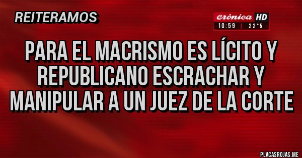 Placas Rojas - Para el macrismo es lícito y republicano escrachar y manipular a un juez de la corte