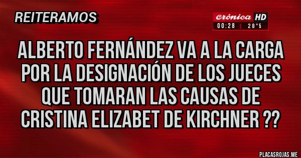 Placas Rojas - ALBERTO FERNÁNDEZ VA A LA CARGA POR LA DESIGNACIÓN DE LOS JUECES QUE TOMARAN LAS CAUSAS DE CRISTINA ELIZABET DE KIRCHNER ??