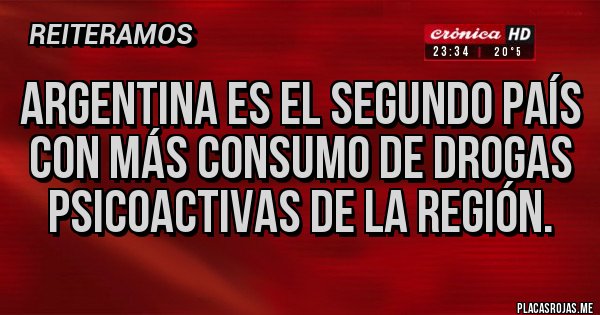 Placas Rojas - Argentina es el segundo país con más consumo de drogas psicoactivas de la región. 