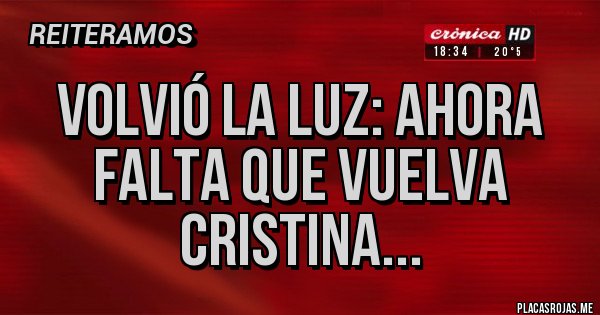 Placas Rojas - Volvió la luz: ahora falta que vuelva Cristina...