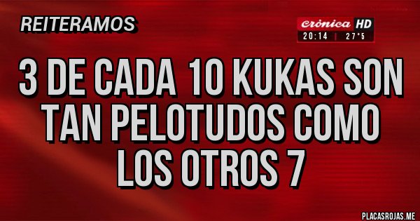 Placas Rojas - 3 de cada 10 kukas son tan pelotudos como los otros 7