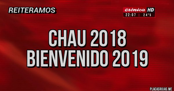 Placas Rojas - Chau 2018
Bienvenido 2019